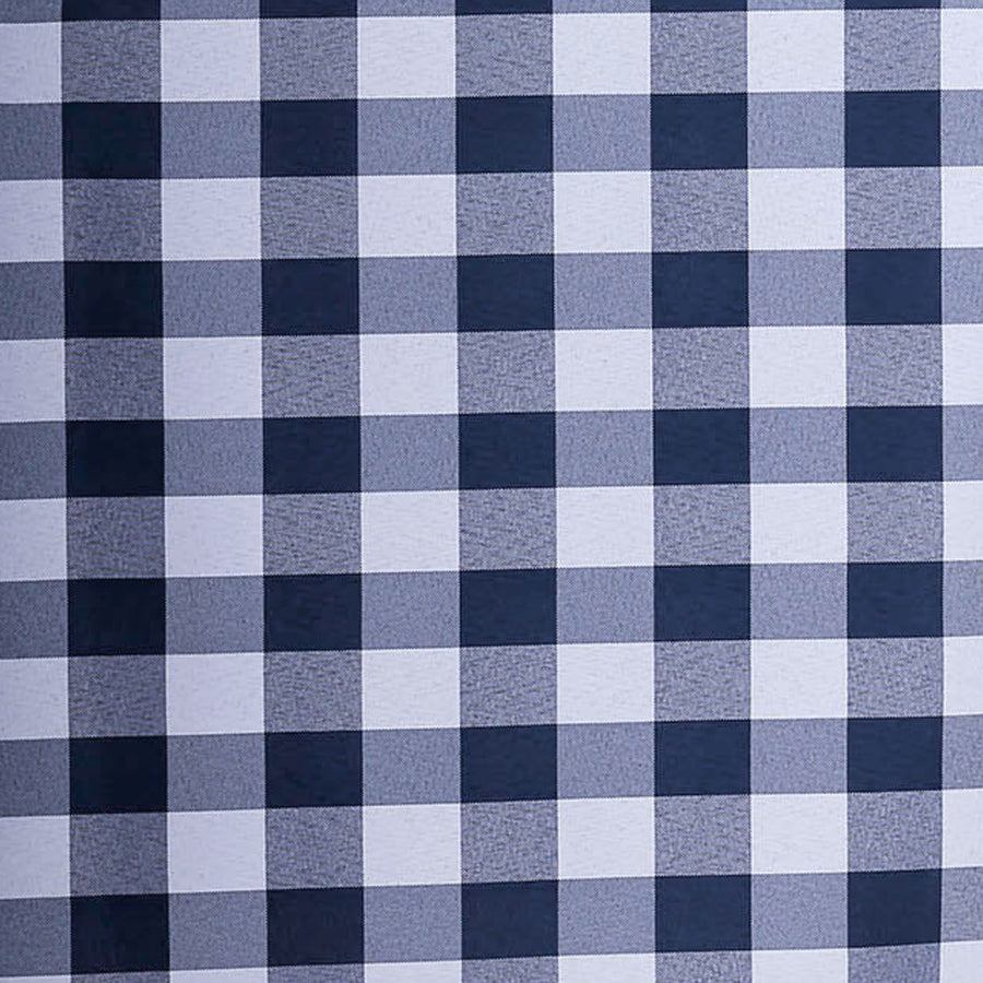 54Inch Square Buffalo Plaid Polyester Overlay | Checkered Gingham Overlay - White/Navy Blue#whtbkgd