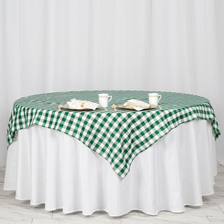 White/Green Buffalo Plaid Table Overlay: Add Elegance to Your Event