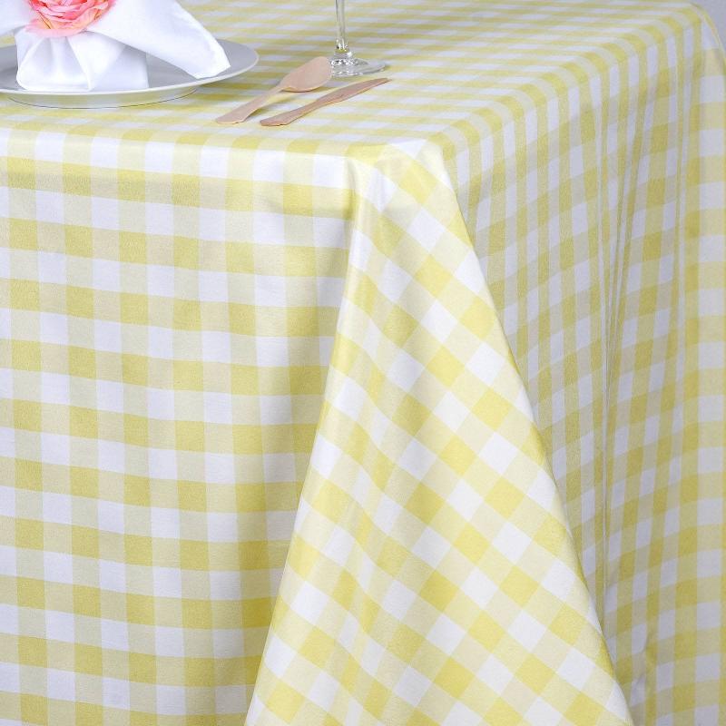 90x156" White/Yellow Perfect Picnic Inspired Checkered Polyester Tablecloths