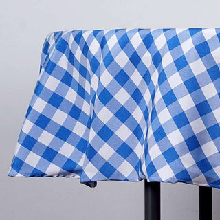 White/Blue Buffalo Plaid Round Tablecloth White/Blue Buffalo Plaid Round Tablecloth