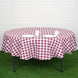 Buffalo Plaid Tablecloth | 90 inch Round | White/Burgundy | Checkered Polyester Tablecloth