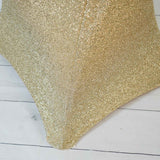 Champagne Metallic Shimmer Tinsel Spandex Cocktail Table Cover