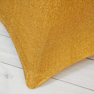 Make a Statement with the Gold Metallic Shiny Glittered Spandex Cocktail Table Cover