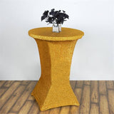 Gold Metallic Shimmer Tinsel Spandex Cocktail Table Cover