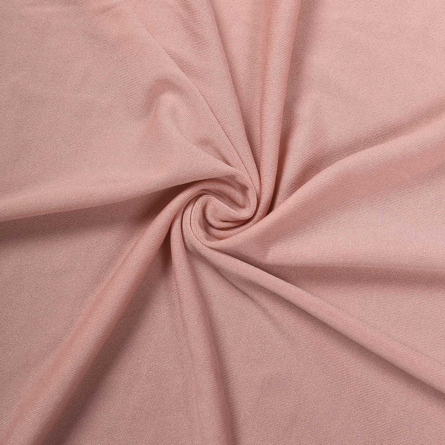 Dusty Rose Round Heavy Duty Spandex Cocktail Table Cover With Natural Wavy Drapes#whtbkgd