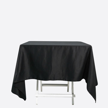 70" Black Square 100% Cotton Linen Seamless Tablecloth Washable