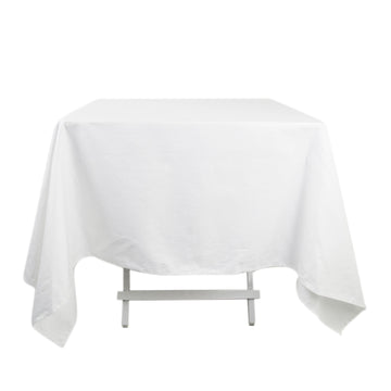 70" White Square 100% Cotton Linen Seamless Tablecloth Washable