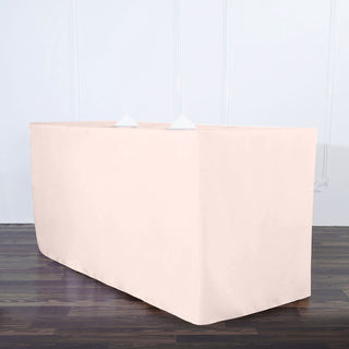 Elegant Blush Fitted Polyester Rectangular Table Cover