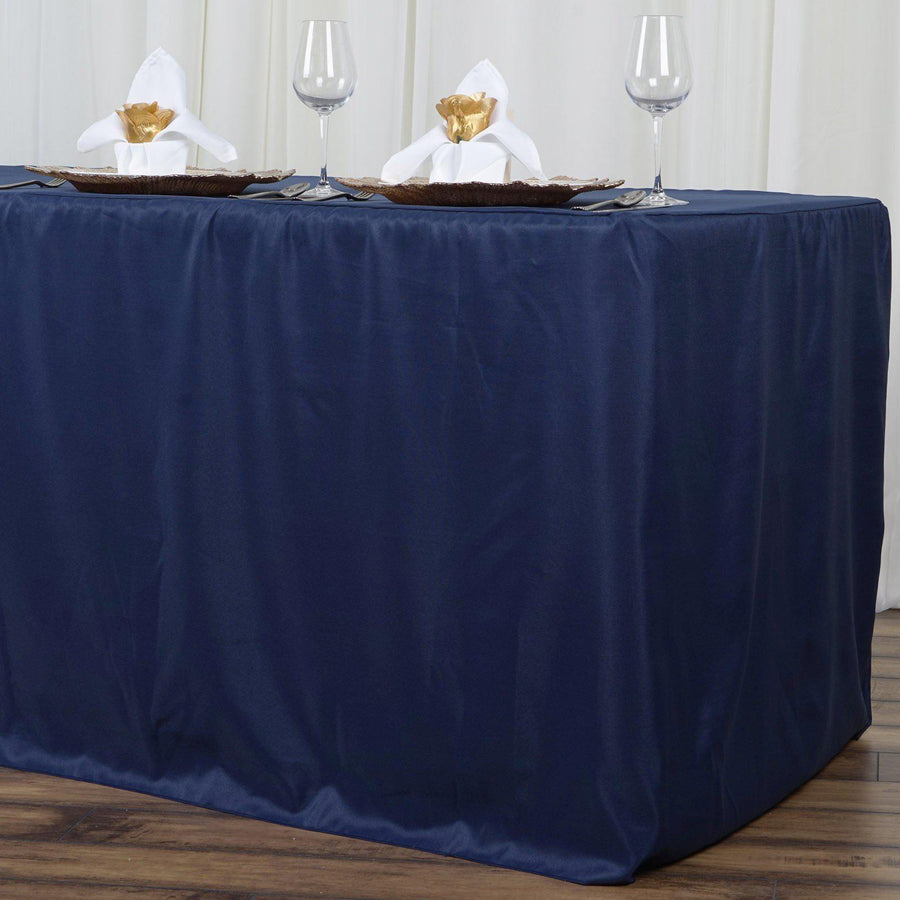 8FT Fitted NAVY BLUE Wholesale Polyester Table Cover Wedding Banquet Event Tablecloth