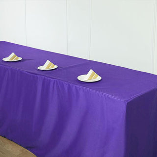 Create a Stunning Ambiance with the 8ft Purple Fitted Polyester Rectangular Table Cover
