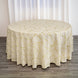120inch Beige Round Polyester Tablecloth With Gold Foil Geometric Pattern