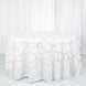 120inch White Round Polyester Tablecloth With Gold Foil Geometric Pattern
