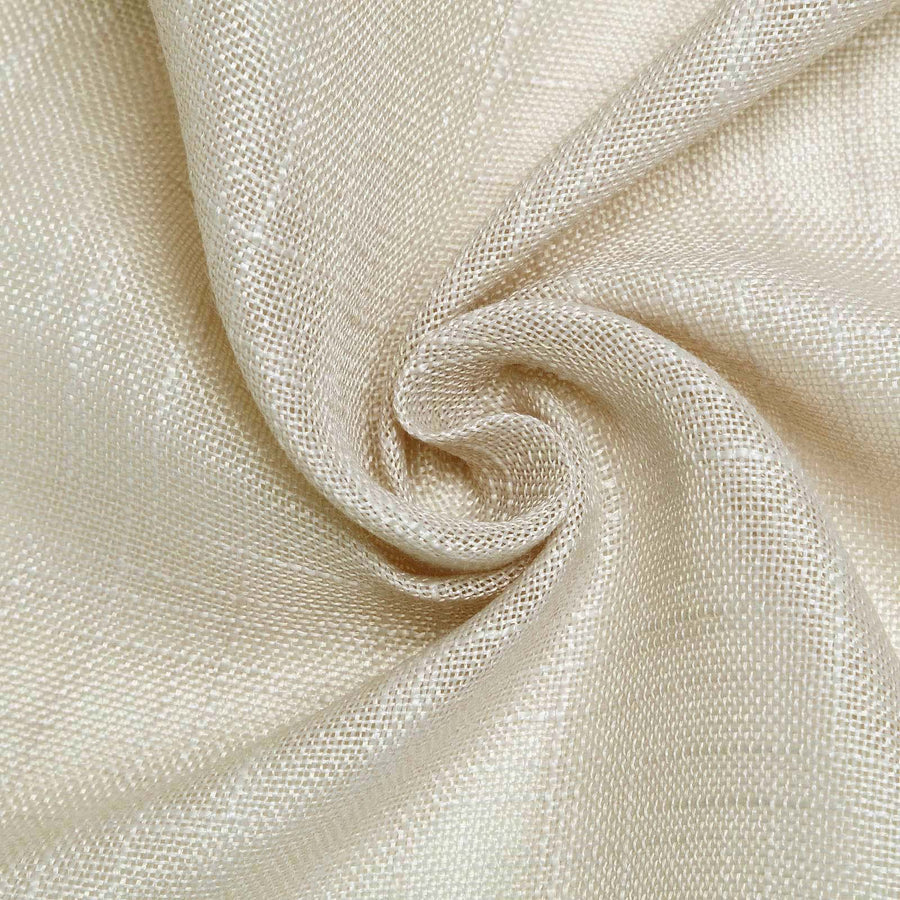 108" Beige Linen Round Tablecloth | Slubby Textured Wrinkle Resistant Tablecloth#whtbkgd