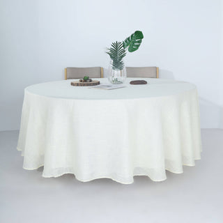 Elegant White Seamless Linen Round Tablecloth