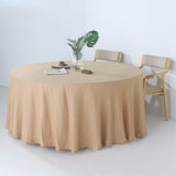 120 Natural Linen Round Tablecloth | Slubby Textured Wrinkle Resistant Tablecloth