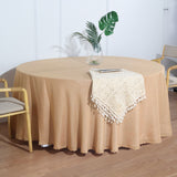 120 Natural Linen Round Tablecloth | Slubby Textured Wrinkle Resistant Tablecloth
