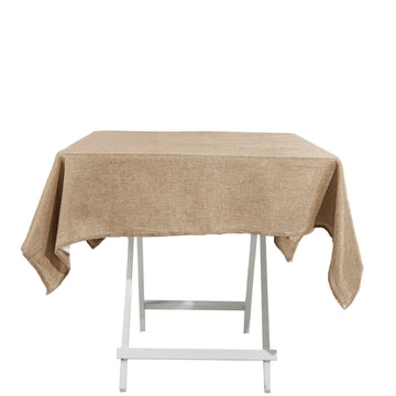 54" Natural Jute Seamless Faux Burlap Square Tablecloth Boho Chic Table Linen