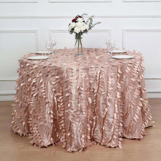 Perfect Gift: Dusty Rose 3D Leaf Petal Taffeta Fabric Seamless Round Tablecloth Perfect Gift: Dusty Rose 3D Leaf Petal Taffeta Fabric Seamless Round Tablecloth