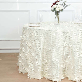 Elegant Ivory Leaf Petal Taffeta Seamless Round Tablecloth Elegant Ivory Leaf Petal Taffeta Seamless Round Tablecloth