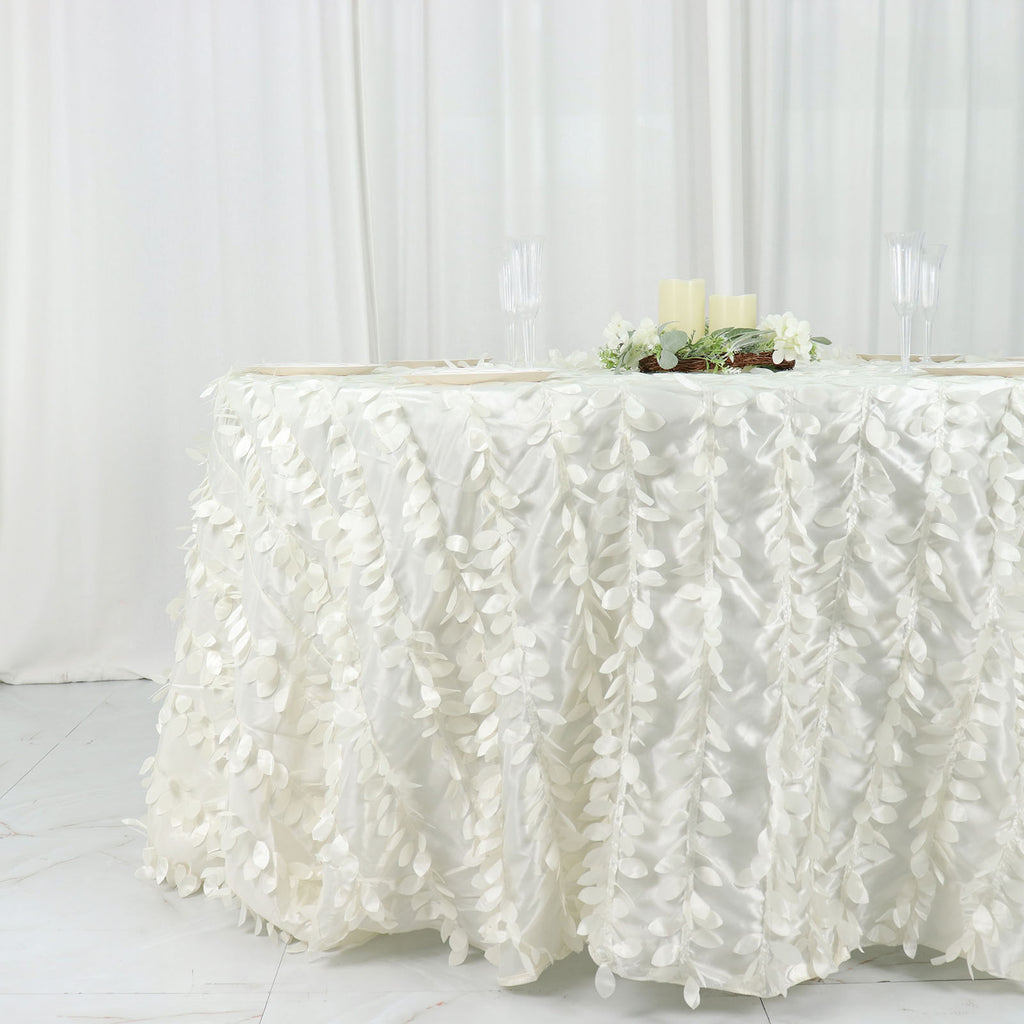 132 Ivory Taffeta Seamless Round Tablecloth