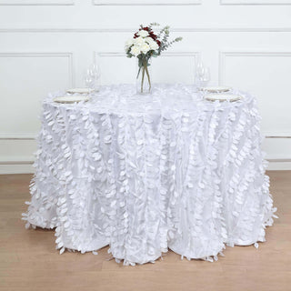 White 3D Leaf Petal Taffeta Fabric Seamless Round Tablecloth White 3D Leaf Petal Taffeta Fabric Seamless Round Tablecloth