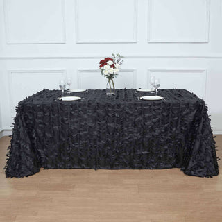 Black 3D Leaf Petal Taffeta Fabric Seamless Rectangle Tablecloth Black 3D Leaf Petal Taffeta Fabric Seamless Rectangle Tablecloth