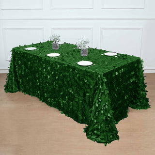 Green Leaf Petal Taffeta Seamless Rectangle Tablecloth