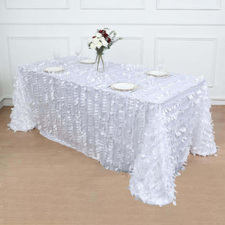Dazzle with the White 3D Leaf Petal Taffeta Tablecloth Dazzle with the White 3D Leaf Petal Taffeta Tablecloth