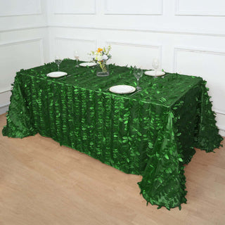 Green 3D Leaf Petal Taffeta Fabric Seamless Rectangle Tablecloth Green 3D Leaf Petal Taffeta Fabric Seamless Rectangle Tablecloth
