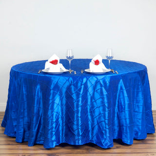 The Perfect Addition to Your Event Decor - Royal Blue Pintuck Round Seamless Tablecloth