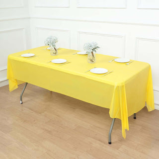 Elevate Your Event with a Yellow Waterproof Plastic Tablecloth Elevate Your Event with a Yellow Waterproof Plastic Tablecloth