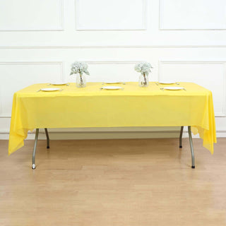 Yellow Waterproof Plastic Tablecloth for Ultimate Table Protection Yellow Waterproof Plastic Tablecloth for Ultimate Table Protection