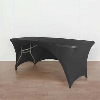 Elevate Your Event Decor with the 6ft Black Open Back Stretch Spandex Table Cover