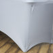 6ft Silver Spandex Stretch Fitted Rectangular Tablecloth
