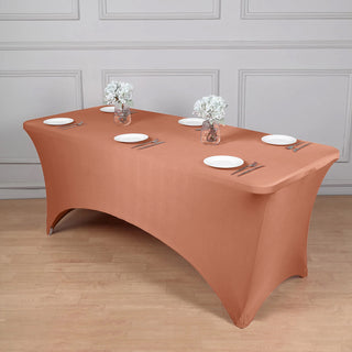 Create Unforgettable Moments with Terracotta (Rust) Spandex Tablecloth