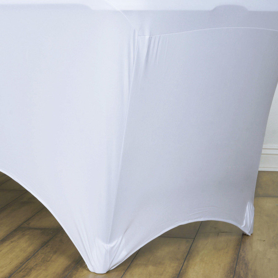 8 Ft Rectangular Spandex Table Cover - White