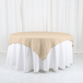 Elevate Your Event with the 54x54 Nude Seamless Polyester Square Table Overlay