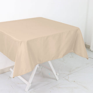 Create a Chic and Elegant Ambiance with the 54x54 Nude Seamless Polyester Square Tablecloth