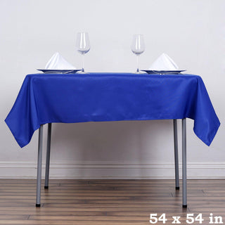 Durable and Long-Lasting Royal Blue Square Seamless Polyester Table Overlay