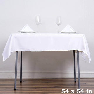 Create an Elegant Table Setup with the White Square Polyester Table Overlay Create an Elegant Table Setup with the White Square Polyester Table Overlay