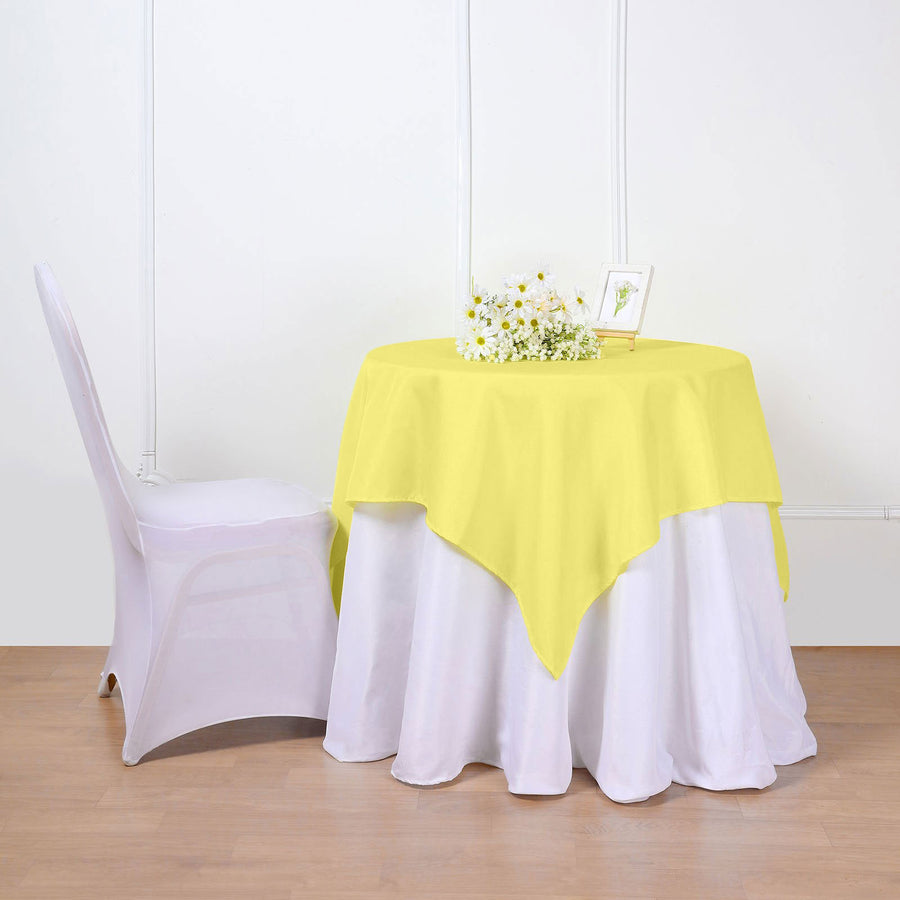 54 Yellow Square Polyester Table Overlay