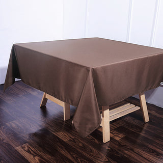 Elevate Your Event Decor with the 70x70 Chocolate Square Seamless Polyester Tablecloth