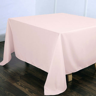 Create a Sophisticated Ambiance with the Blush Square Polyester Tablecloth Create a Sophisticated Ambiance with the Blush Square Polyester Tablecloth
