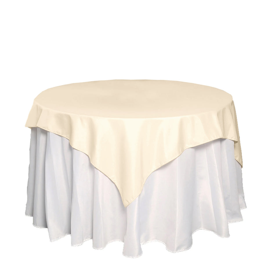 70inch Beige Square Polyester Table Overlay