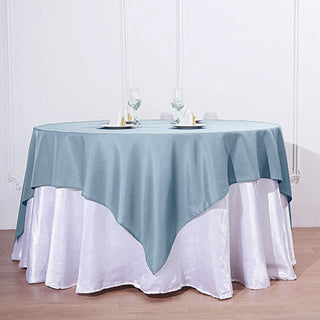 Elevate Your Event Decor with the Dusty Blue Square Seamless Polyester Table Overlay