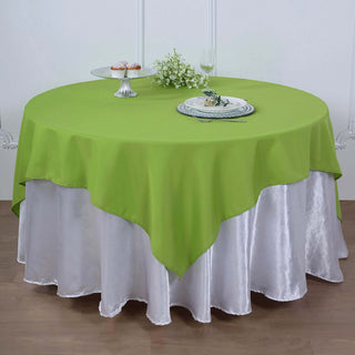 Add Elegance to Your Event with the Apple Green Square Polyester Table Overlay Add Elegance to Your Event with the Apple Green Square Polyester Table Overlay