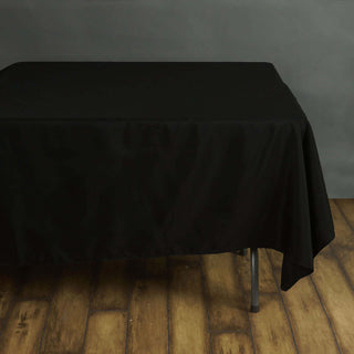 Durable and Stylish: 70"x70" Black Square Polyester Tablecloth Durable and Stylish: 70"x70" Black Square Polyester Tablecloth