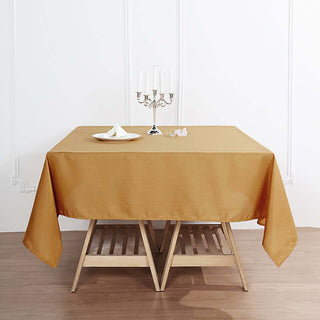 Add Elegance to Your Event with the 70"x70" Gold Square Polyester Tablecloth Add Elegance to Your Event with the 70"x70" Gold Square Polyester Tablecloth
