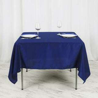 Create Unforgettable Moments with the Navy Blue Square Seamless Polyester Table Overlay