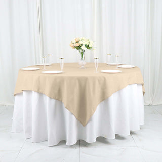 Elevate Your Event Decor with the 70"x70" Nude Polyester Square Table Overlay Elevate Your Event Decor with the 70"x70" Nude Polyester Square Table Overlay